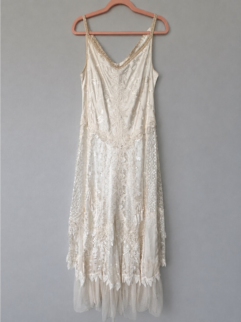 Vintage Martin McCrea Ivory Lace Bridal Gown Wedding Dress Boho Fairy Ethereal
